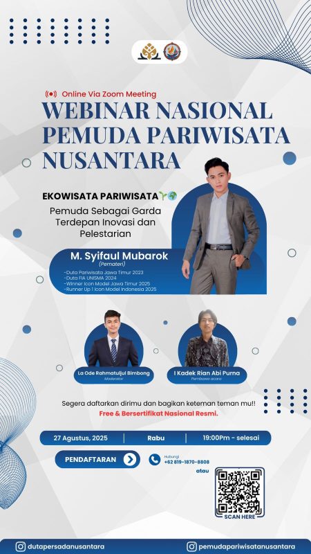 Pemuda Pariwisata Nusantara Gelar Webinar Nasional: Eksplorasi dan Pelestarian Wisata Jadi Fokus Utama